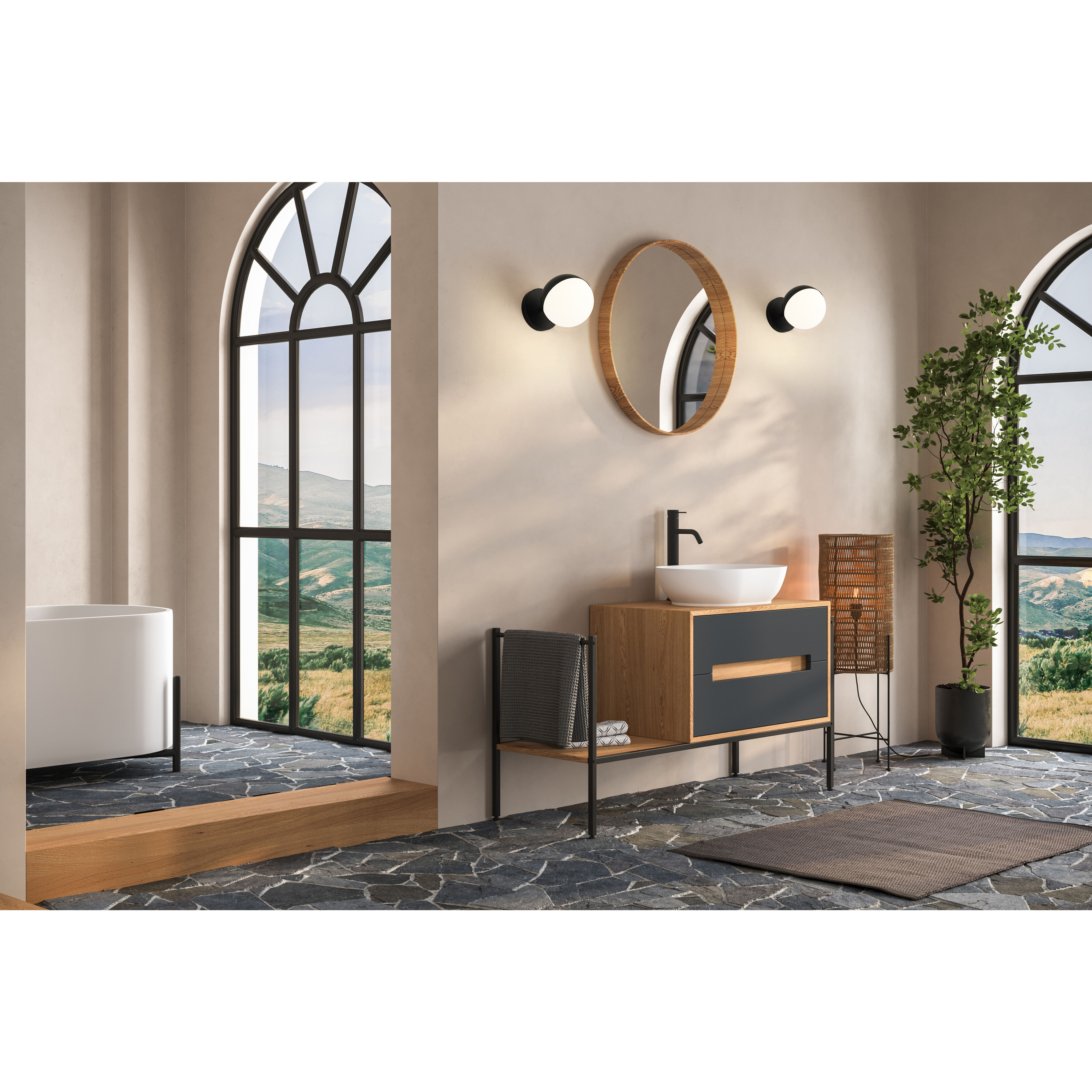 Realm Sphere Wall Sconce Wall Light in Matte Black