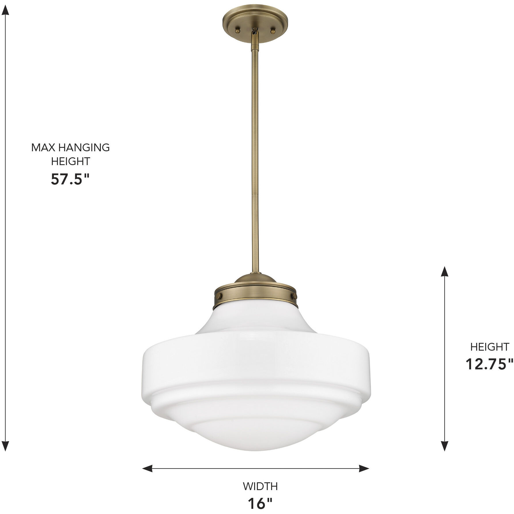 Ingalls Pendant Ceiling Light in Vintage Milk Glass, Modern Brass, Large