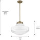 Ingalls Pendant Ceiling Light in Vintage Milk Glass, Modern Brass, Large