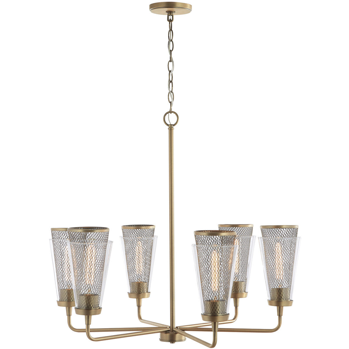 Abbott 6 Light 31 inch Aged Brass Chandelier Ceiling Light