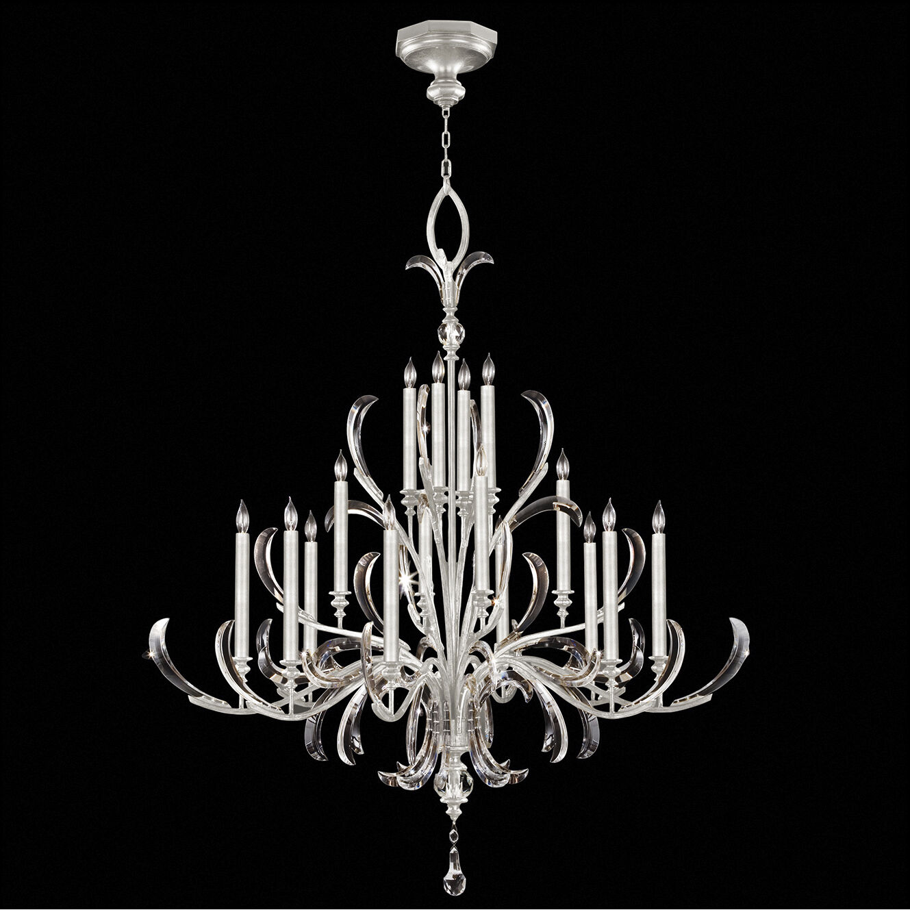 Beveled Arcs 16 Light 58 inch Silver Chandelier Ceiling Light