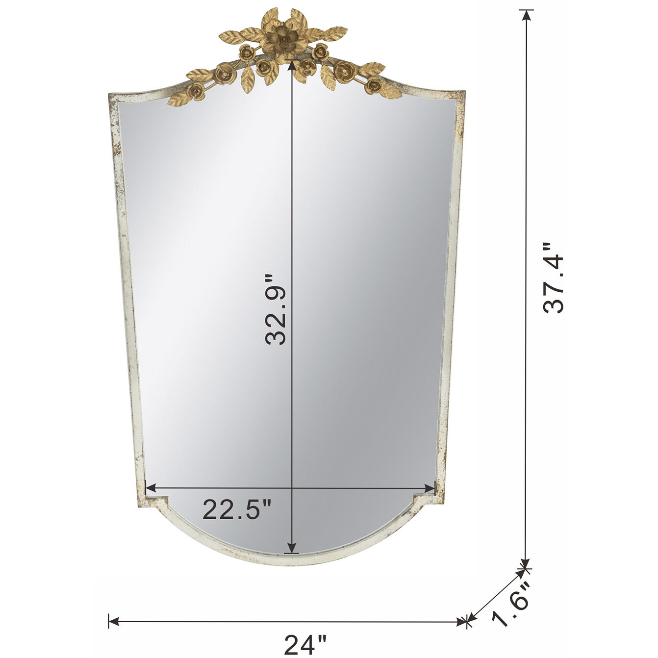 Anita 37.4 X 24 inch Distressed Ivory/Gold Wall Mirror