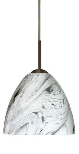 Sasha II LED Bronze Pendant Ceiling Light in Marble Grigio Glass
