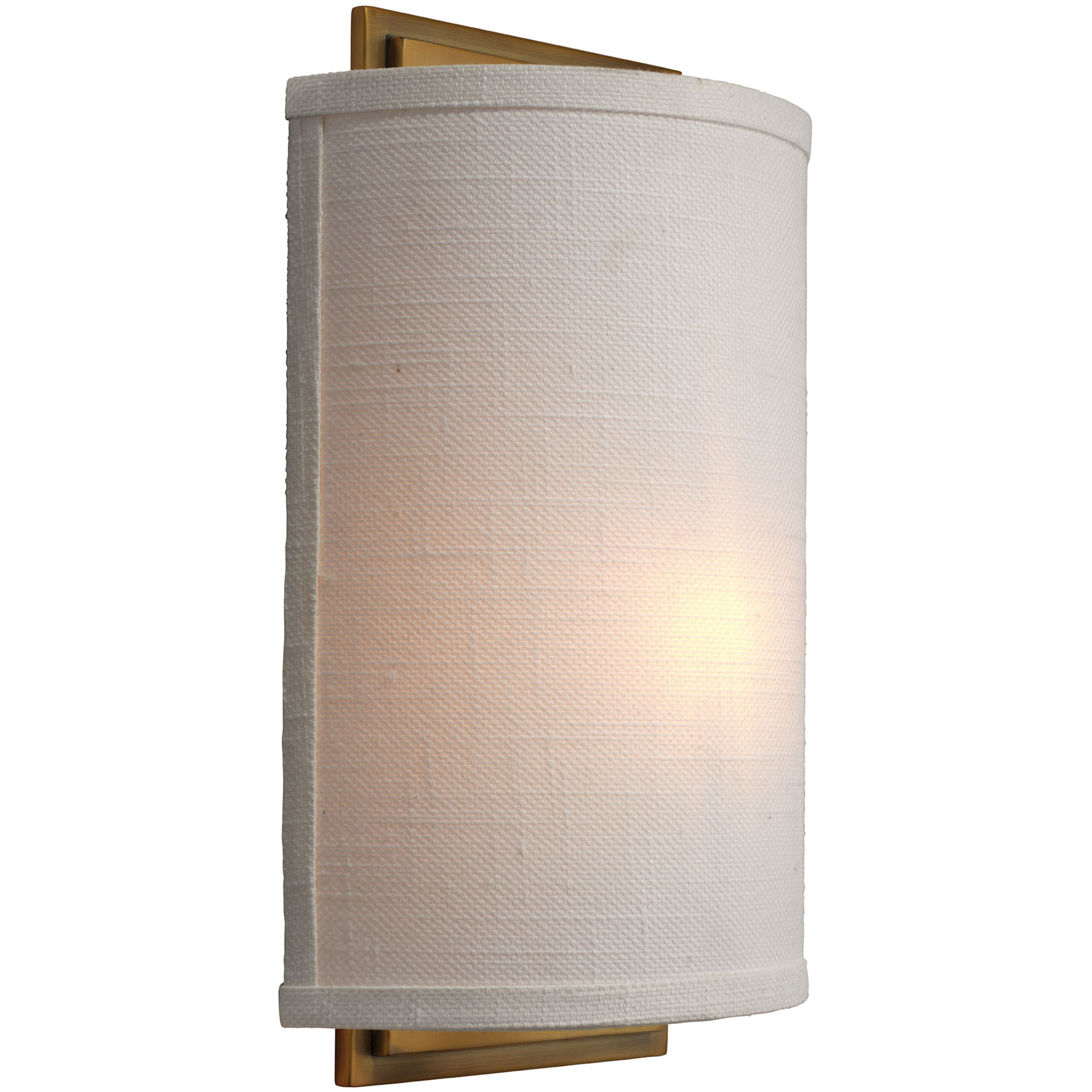Riley LED 8 inch Antique Brass Wall Sconce Wall Light in White Linen, Inline