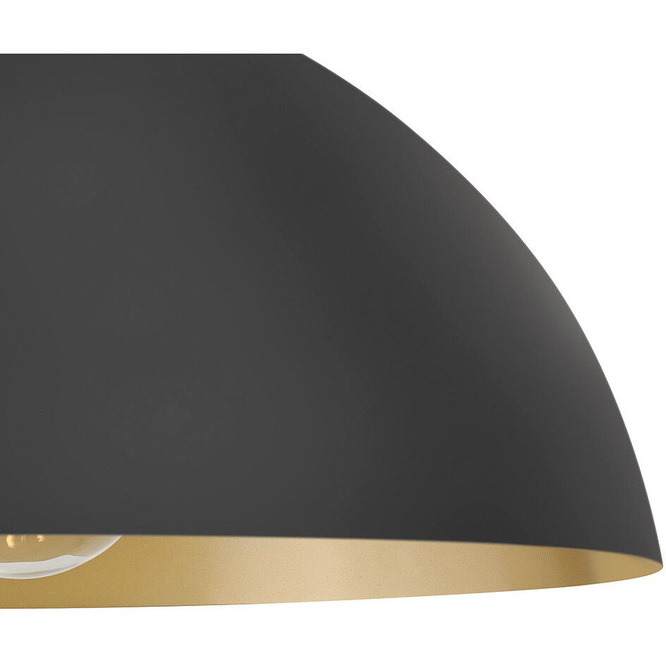Lou 1 Light 22 inch Black with Lacquered Brass Pendant Ceiling Light