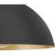 Lou 1 Light 22 inch Black with Lacquered Brass Pendant Ceiling Light