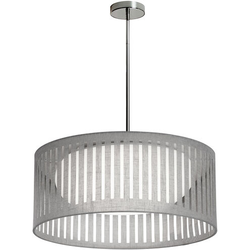 Slit Drum LED 20 inch Grey Pendant Ceiling Light in Polished Chrome