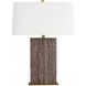 Uriah 28 inch 150 watt Dark Wood Vein and Antique Brass Table Lamp Portable Light