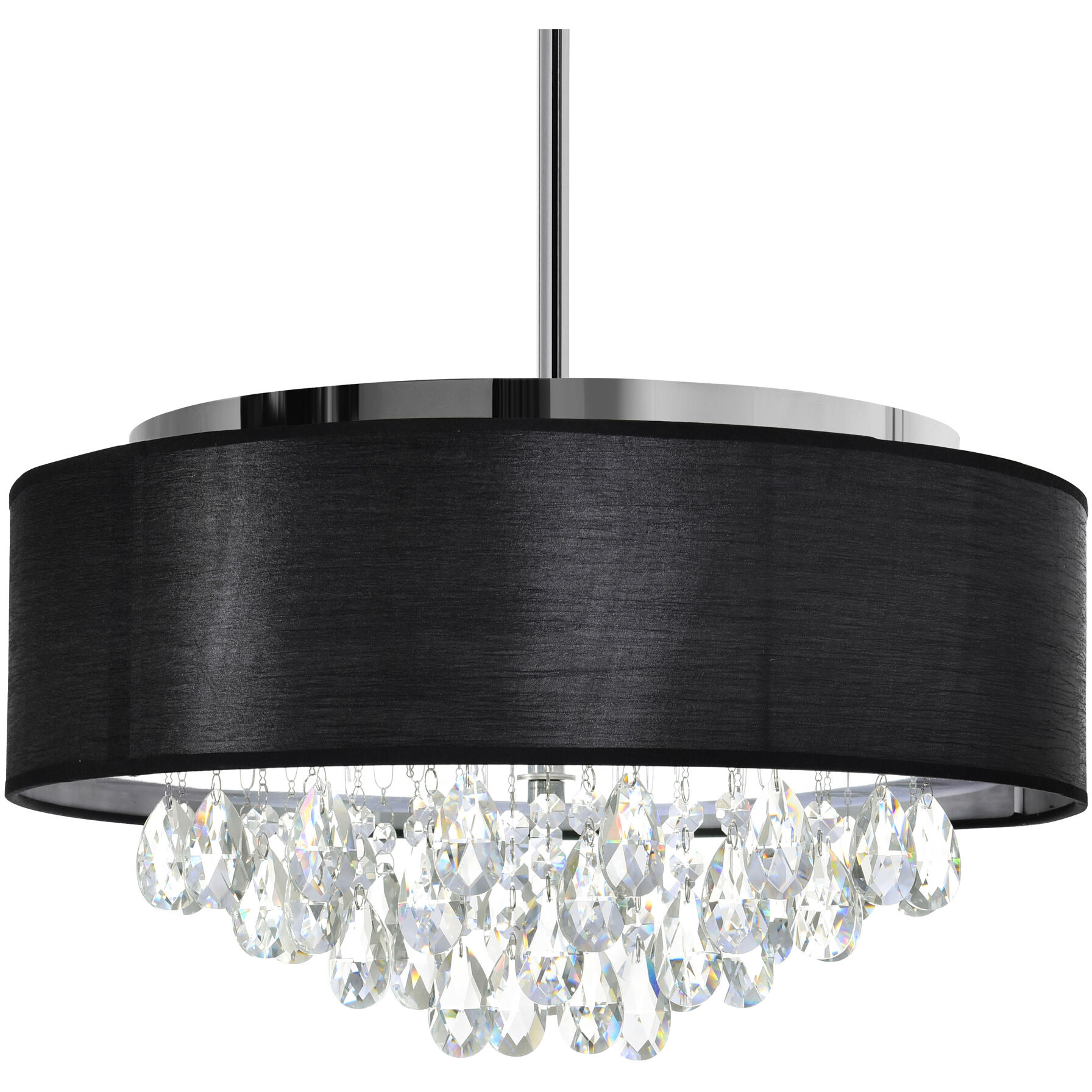 Dash 4 Light 18 inch Chrome Drum Shade Chandelier Ceiling Light in Black