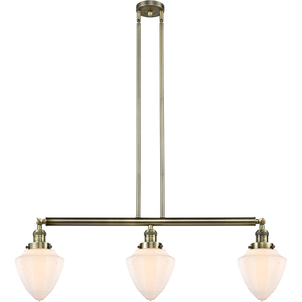 Franklin Restoration Bullet 3 Light 38 inch Antique Brass Island Light Ceiling Light