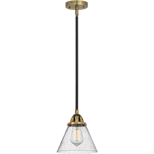Nouveau 2 Cone LED 7.75 inch Black Antique Brass Mini Pendant Ceiling Light in Seedy