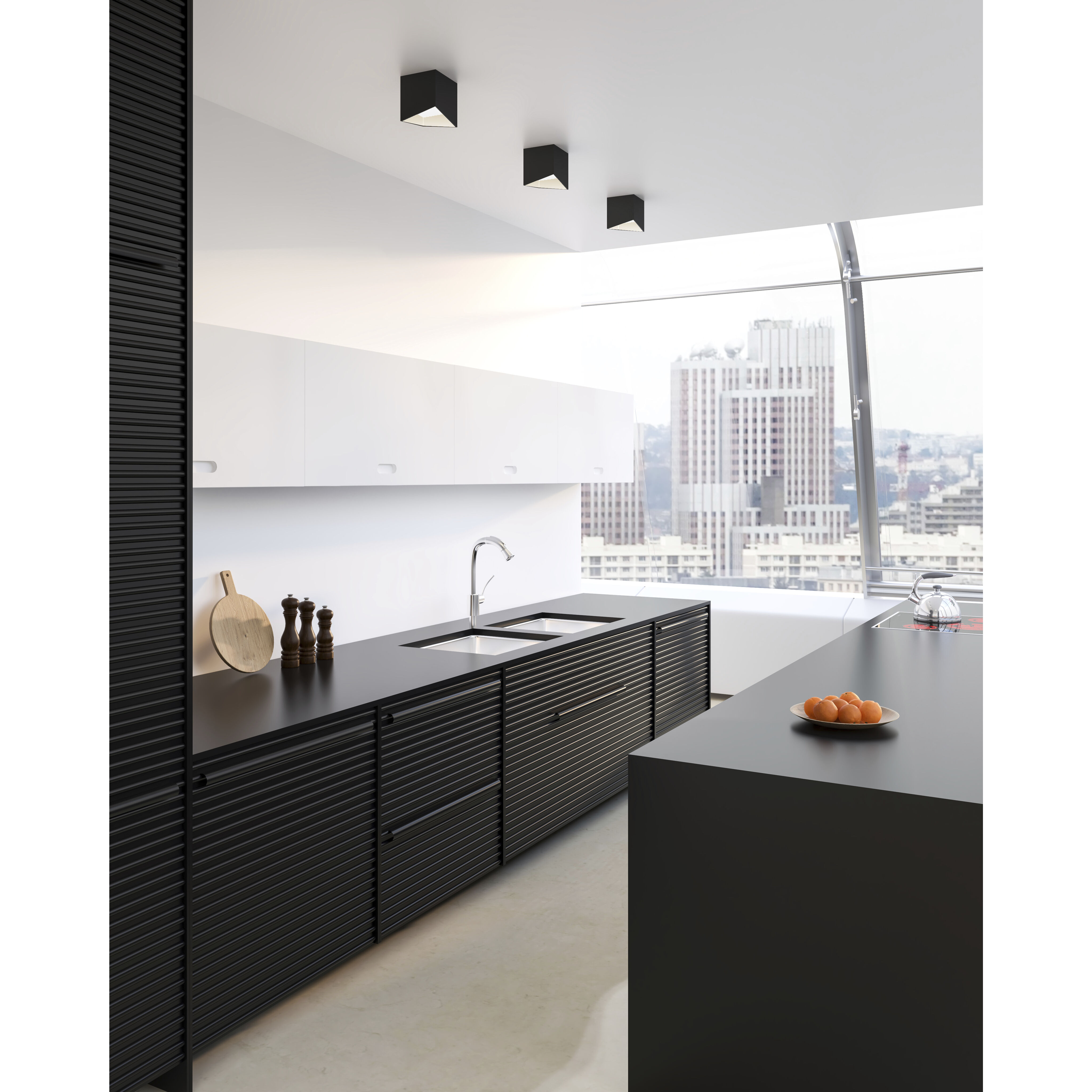 Cubix LED 5.63 inch Black/White Flush Mount Ceiling Light