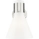 Lawton Cone Sconce Wall Light in Polished Nickel, Gloss White Glass