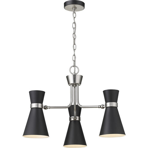 Soriano 3 Light 24 inch Matte Black/Brushed Nickel Chandelier Ceiling Light