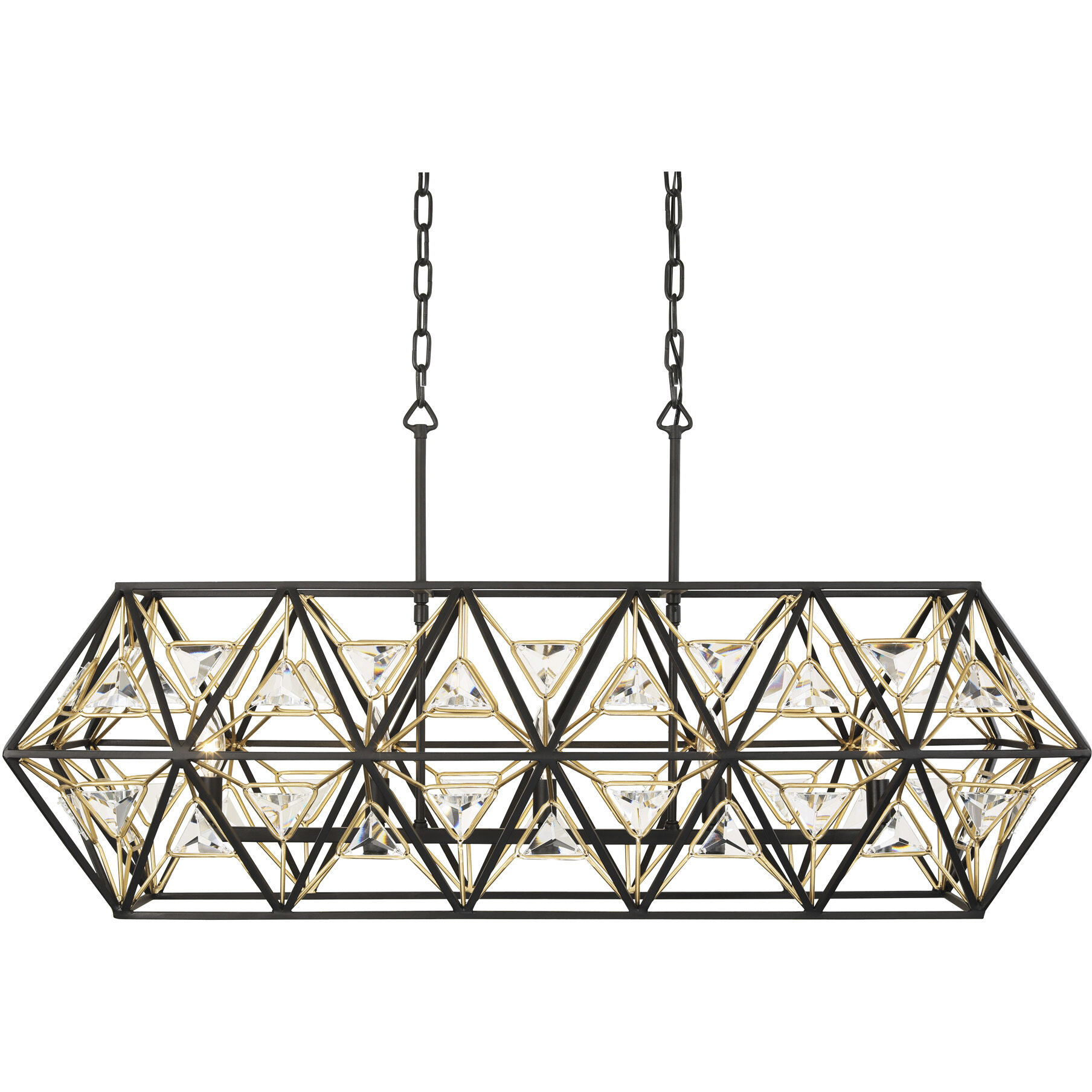 Marcia 5 Light 42 inch Matte Black and French Gold Linear Pendant Ceiling Light