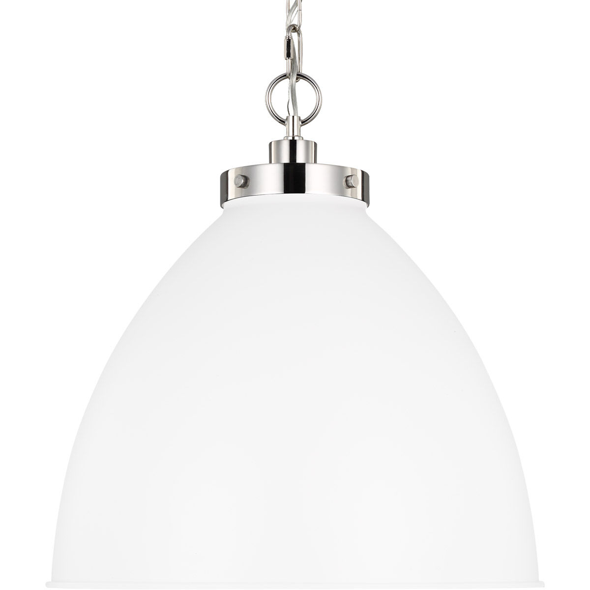 C&M by Chapman & Myers Wellfleet 1 Light 17.5 inch Matte White and Polished Nickel Pendant Ceiling Light in Matte White / Polished Nickel