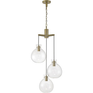 Selina LED 22 inch Antique Brass Chandelier Ceiling Light, Tiered Globe