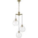 Selina LED 22 inch Antique Brass Chandelier Ceiling Light, Tiered Globe