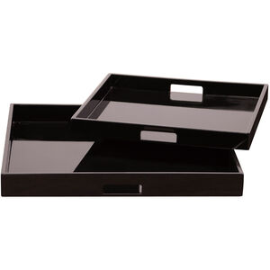 Lacquer Glossy Black Tray, Set of 2