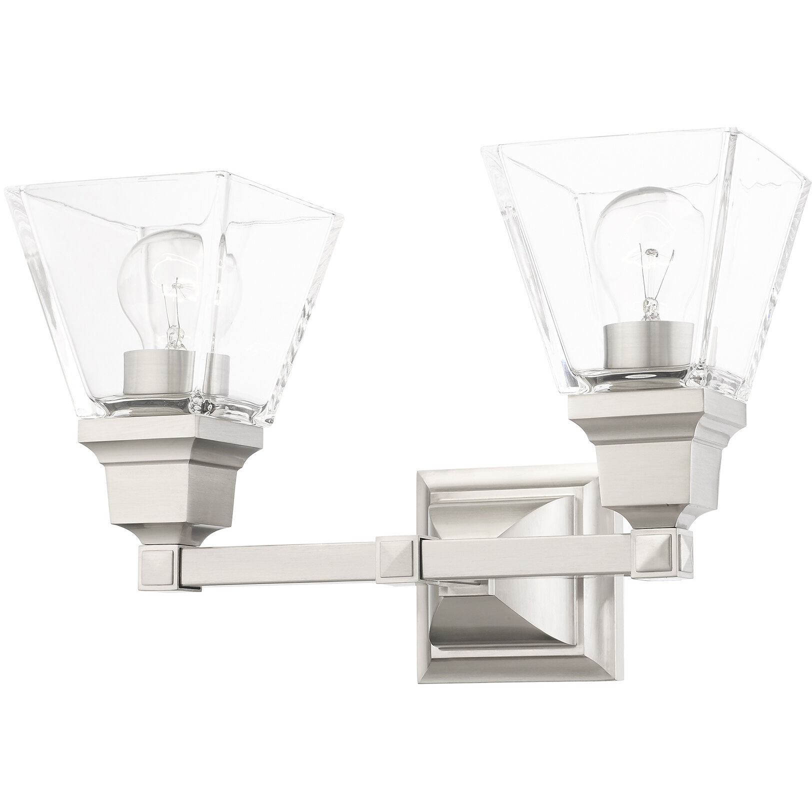 Mission 2 Light 15 inch Brushed Nickel Vanity Sconce Wall Light