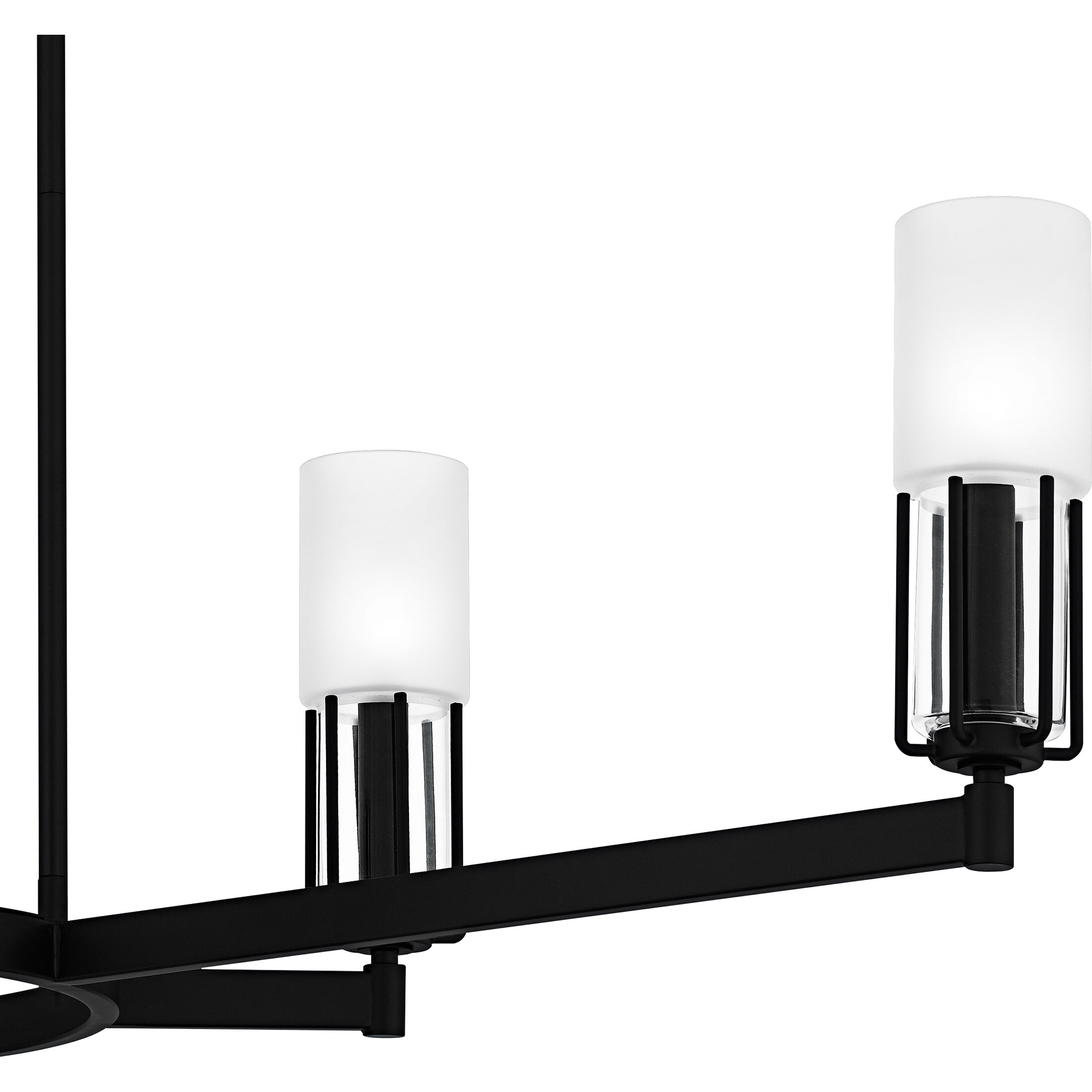 Cruz 6 Light 48 inch Matte Black Linear Chandelier Ceiling Light, Large