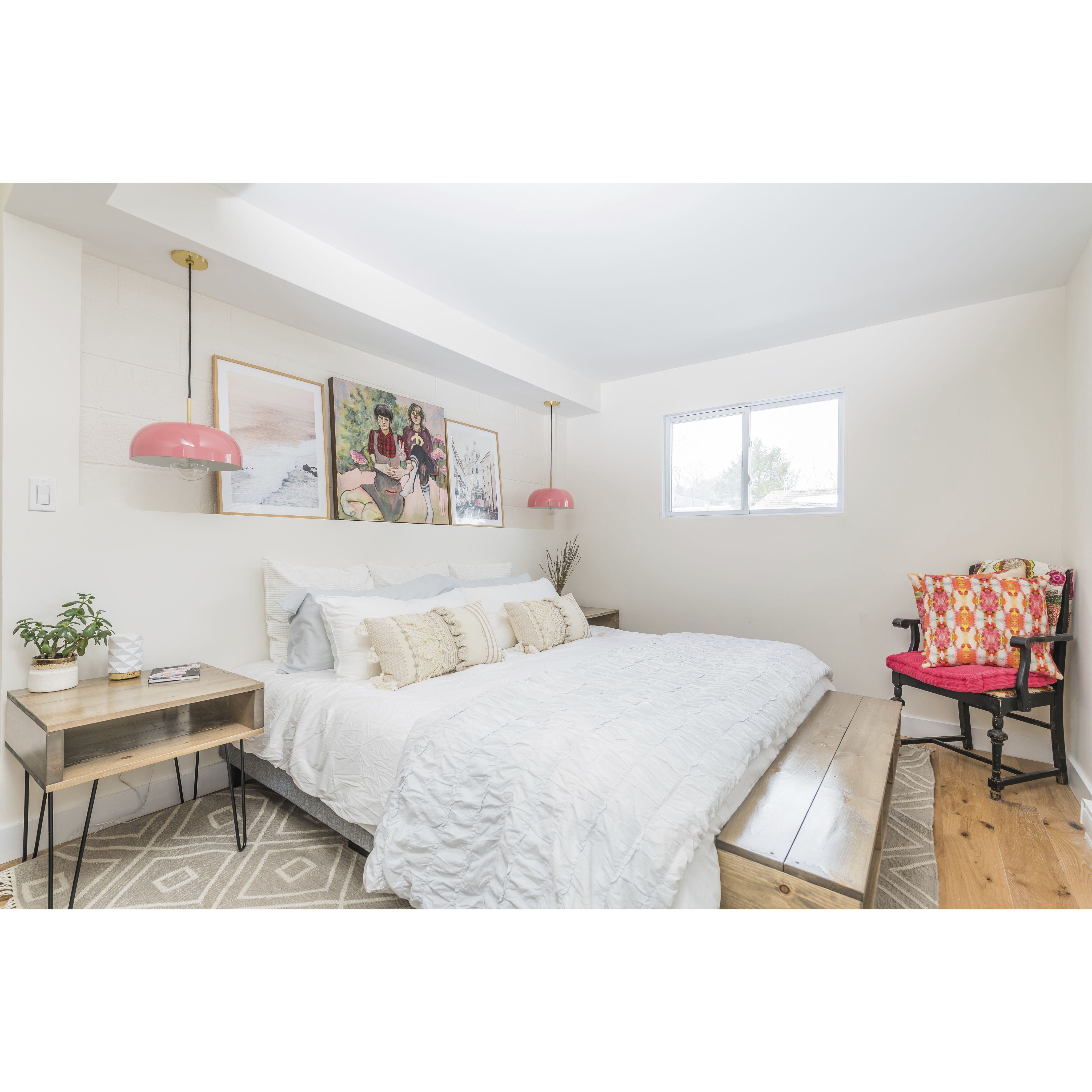 Avery 1 Light 14 inch Aged Brass Pendant Ceiling Light in Aged Brass and Pink