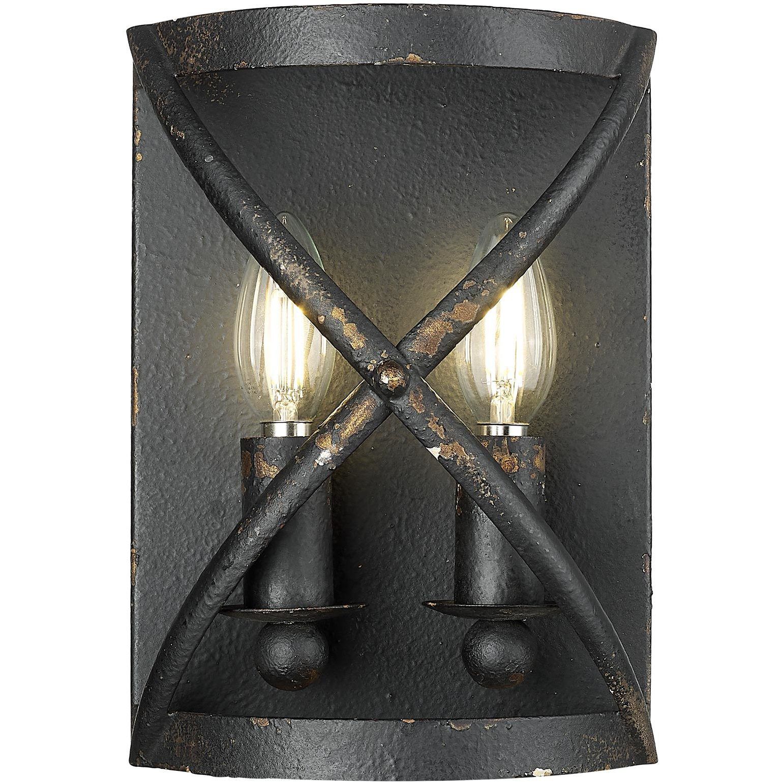 Alcott 2 Light 7.13 inch Antique Black Iron Wall Sconce Wall Light