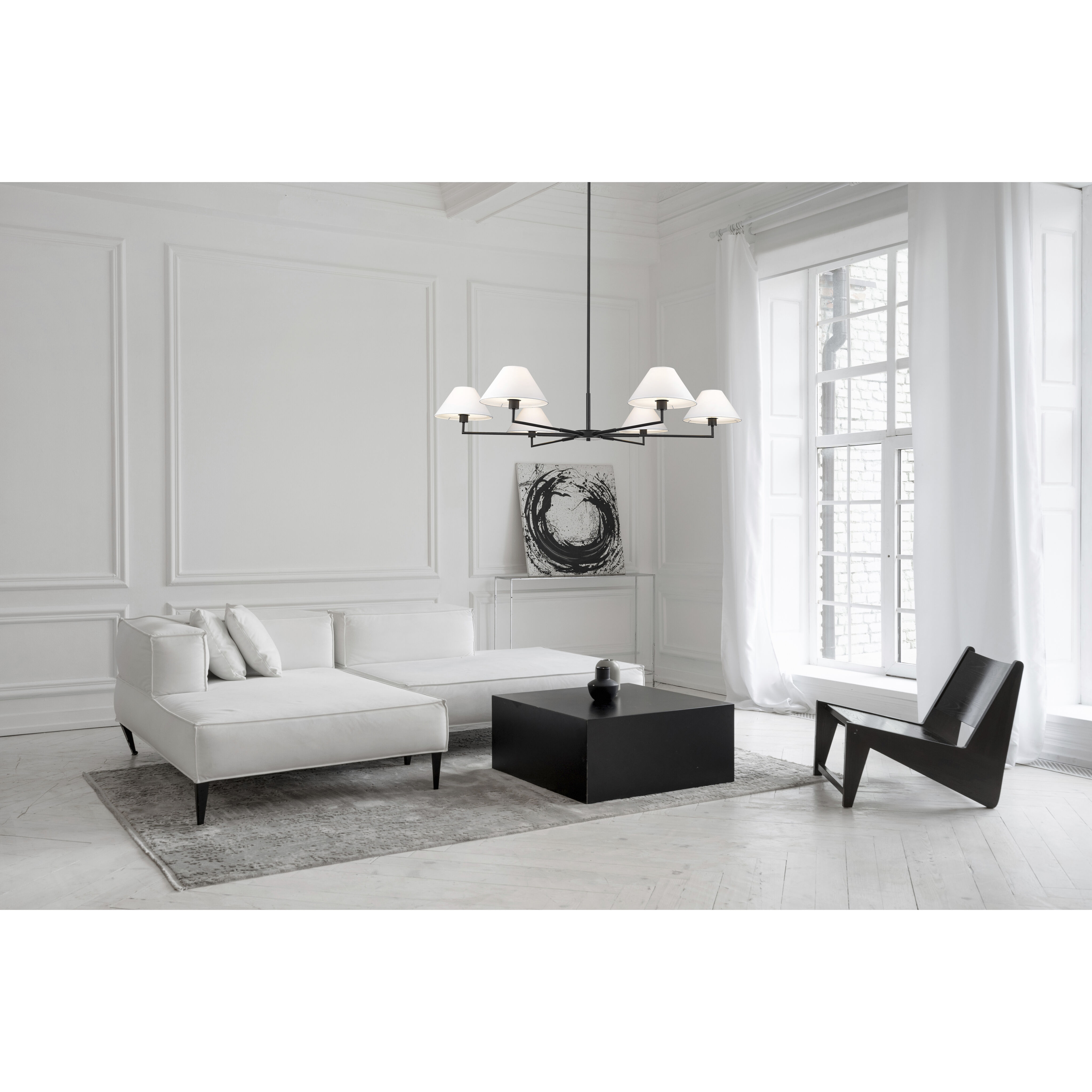 Leila 6 Light 63 inch Matte Black Chandelier Ceiling Light