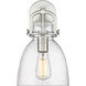 Downtown Urban Newton Bell Armed Sconce Wall Light in Satin Nickel, Seedy