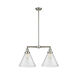 Franklin Restoration X-Large Cone 2 Light 21 inch Brushed Satin Nickel Chandelier Ceiling Light in Seedy Glass, Franklin Restoration
