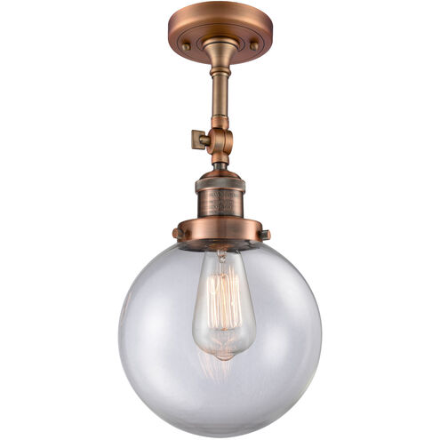 Franklin Restoration Large Beacon 1 Light 8 inch Antique Copper Sconce Wall Light in Clear Glass, Franklin Restoration