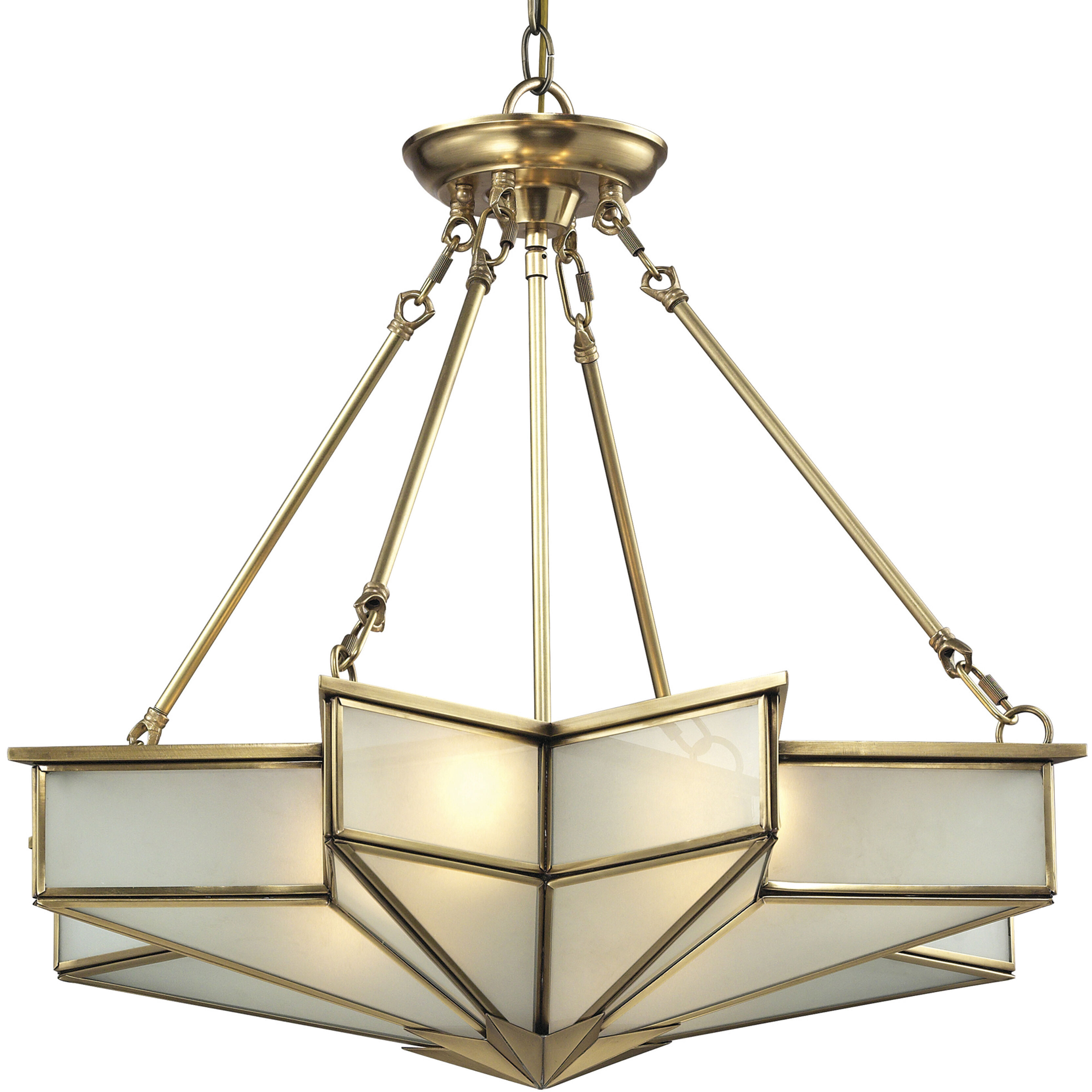 Decostar 4 Light 25 inch Brushed Brass Chandelier Ceiling Light