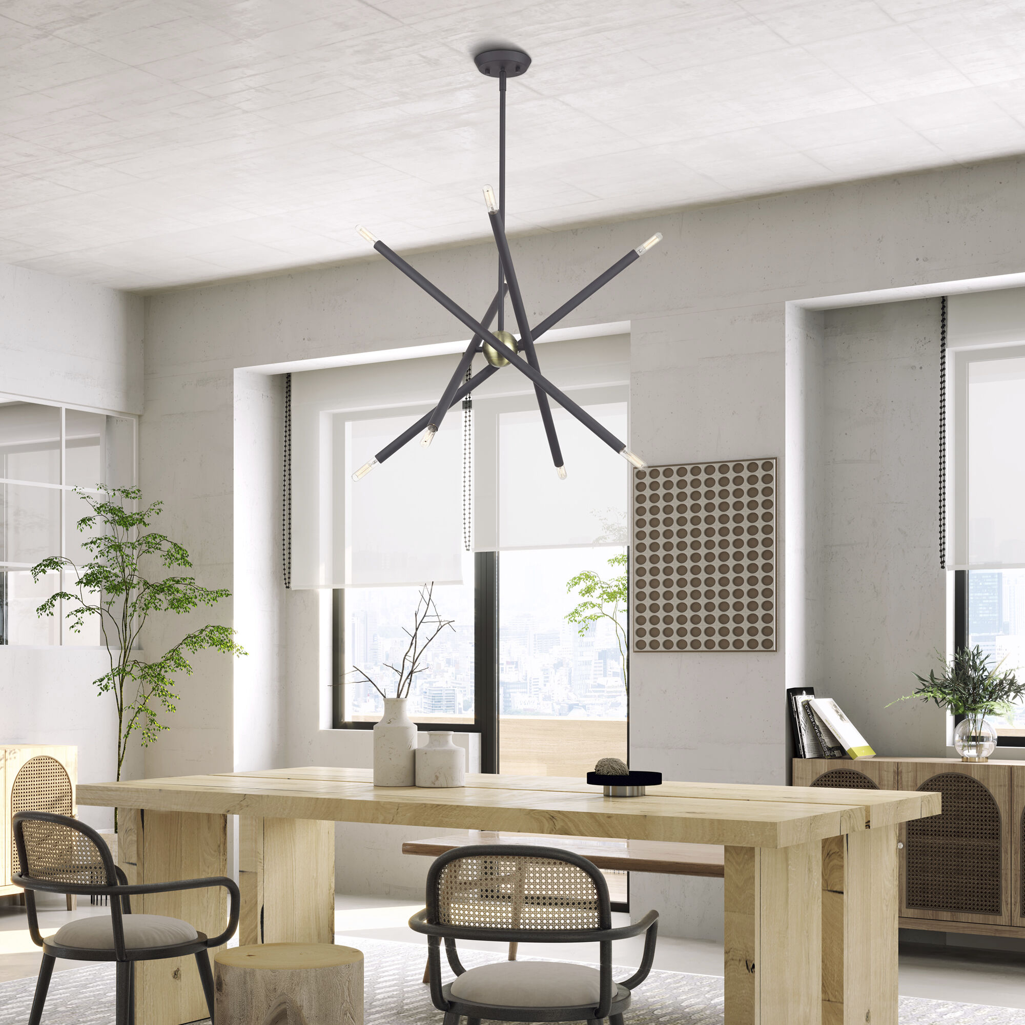 Soho 8 Light 24 inch Bronze with Antique Brass Accents Chandelier Ceiling Light