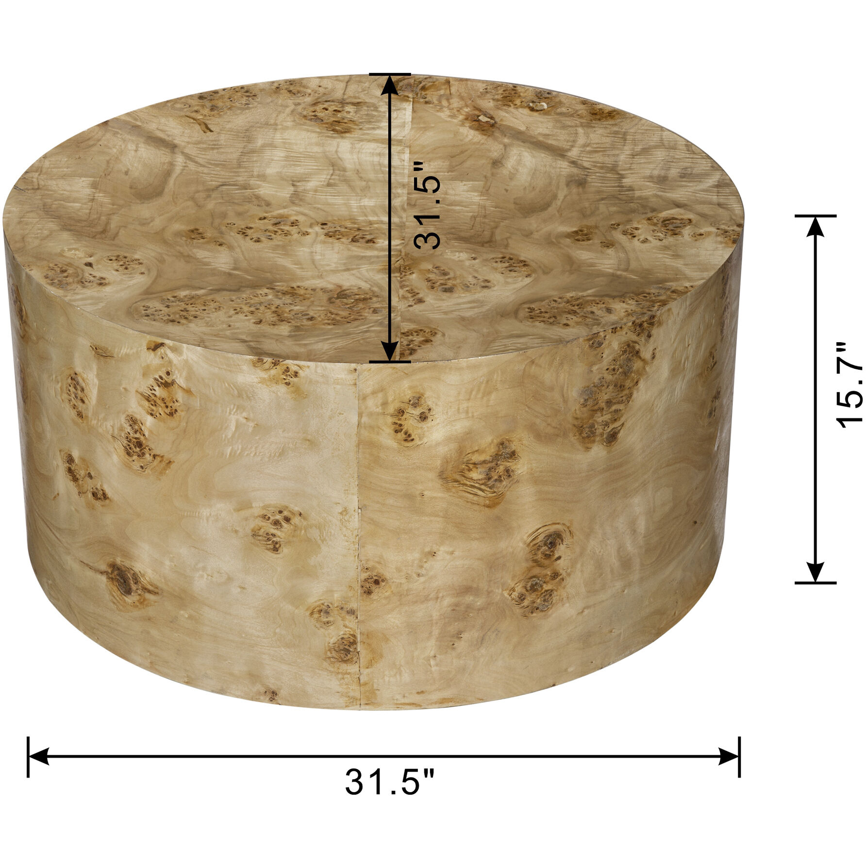 Burl 31.5 inch Brown Coffee Table