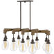 Denton 10 Light 48.5 inch Industrial Iron with Vintage Walnut Indoor Linear Chandelier Ceiling Light