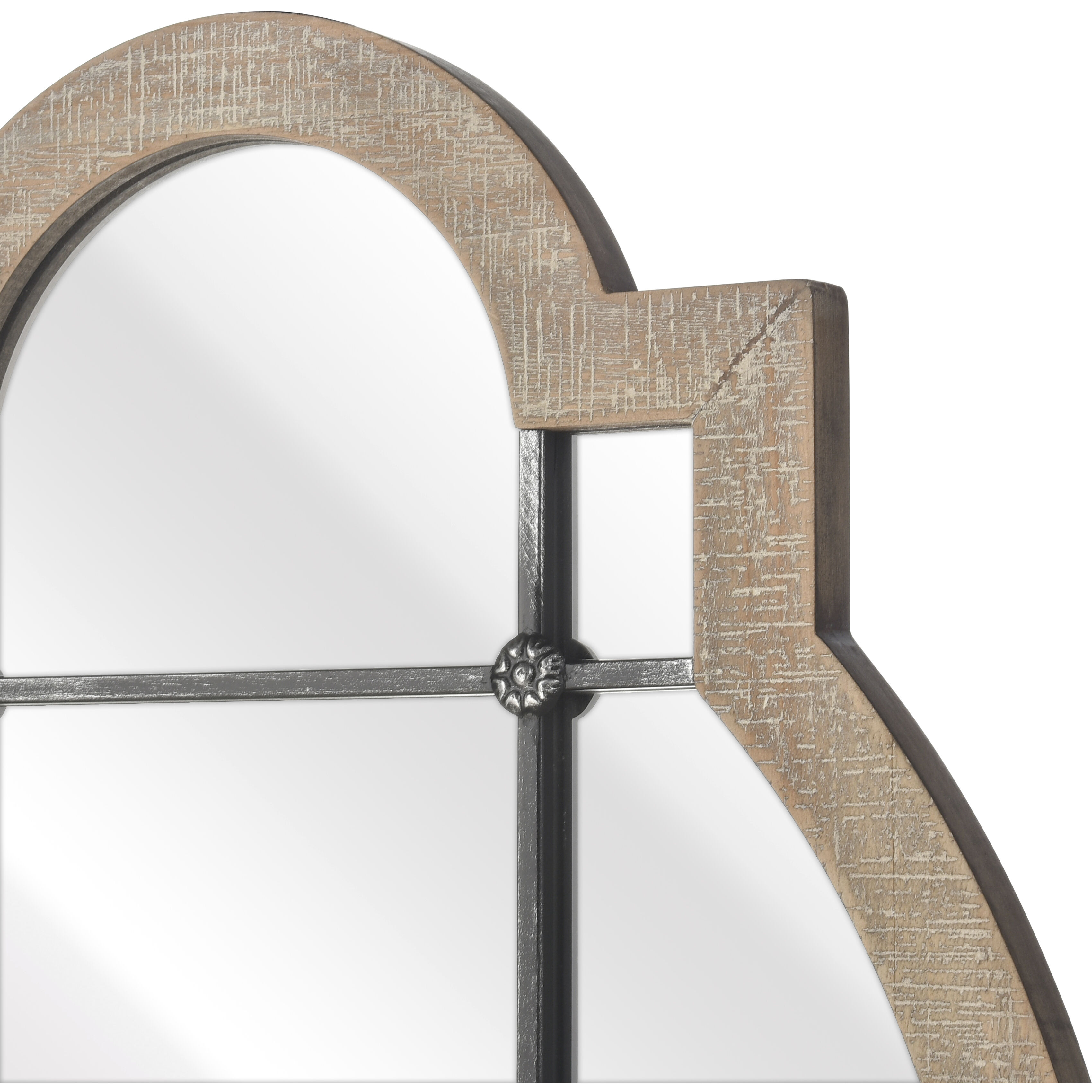 Odette 31.5 X 21 inch Wood Tone with Black and Mirror Wall Mirror
