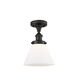 Ballston Large Cone LED 8 inch Oil Rubbed Bronze Semi-Flush Mount Ceiling Light in Matte White Glass, Ballston