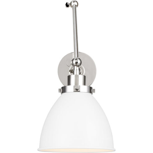 C&M by Chapman & Myers Wellfleet 26 inch 75 watt Matte White and Polished Nickel Task Sconce Wall Light in Matte White / Polished Nickel