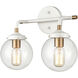 Boudreaux 2 Light 15 inch Matte White with Satin Brass Vanity Light Wall Light