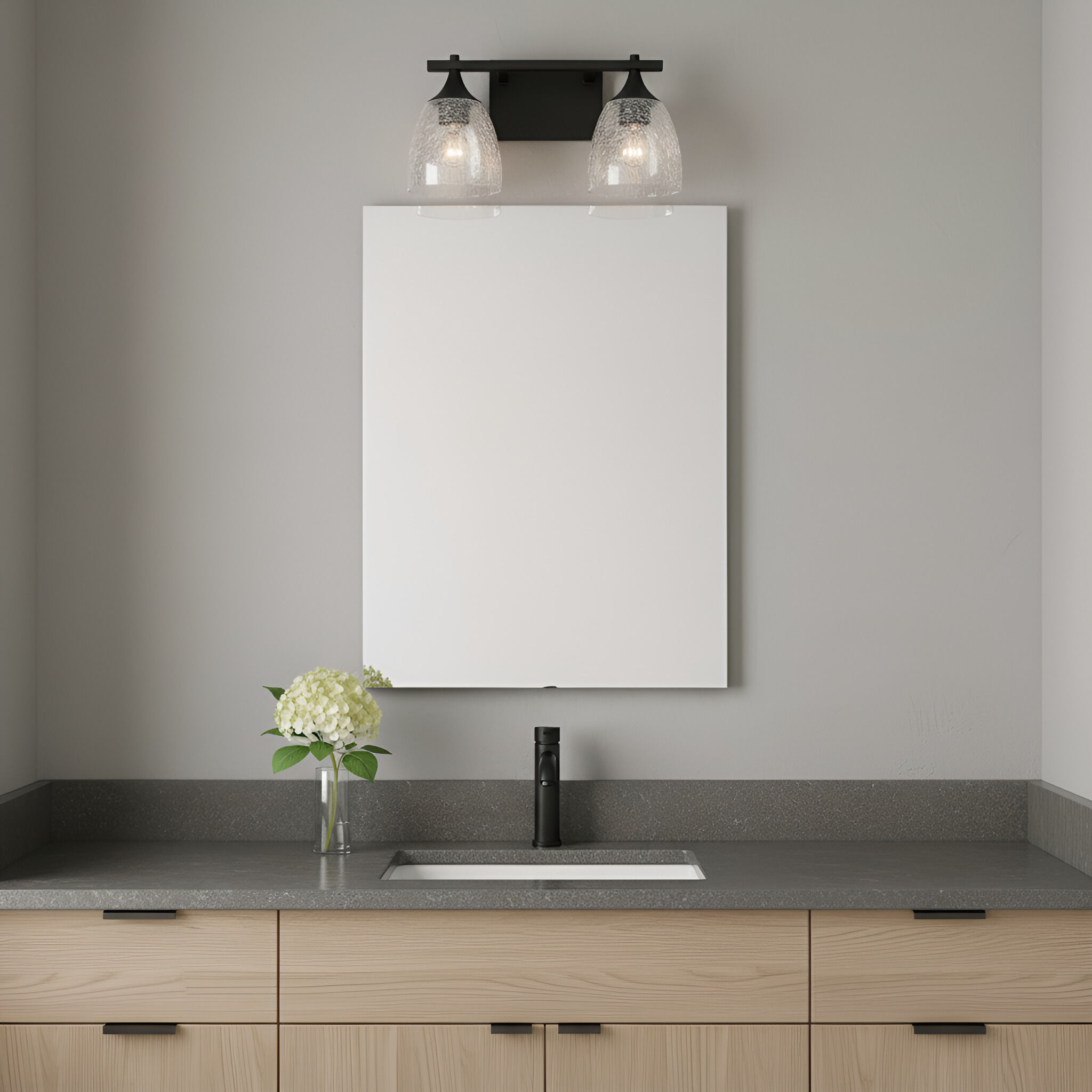 Drew & Jonathan Toffino 2 Light 16 inch Midnight Black Vanity Light Wall Light in Clear Crackle Glass