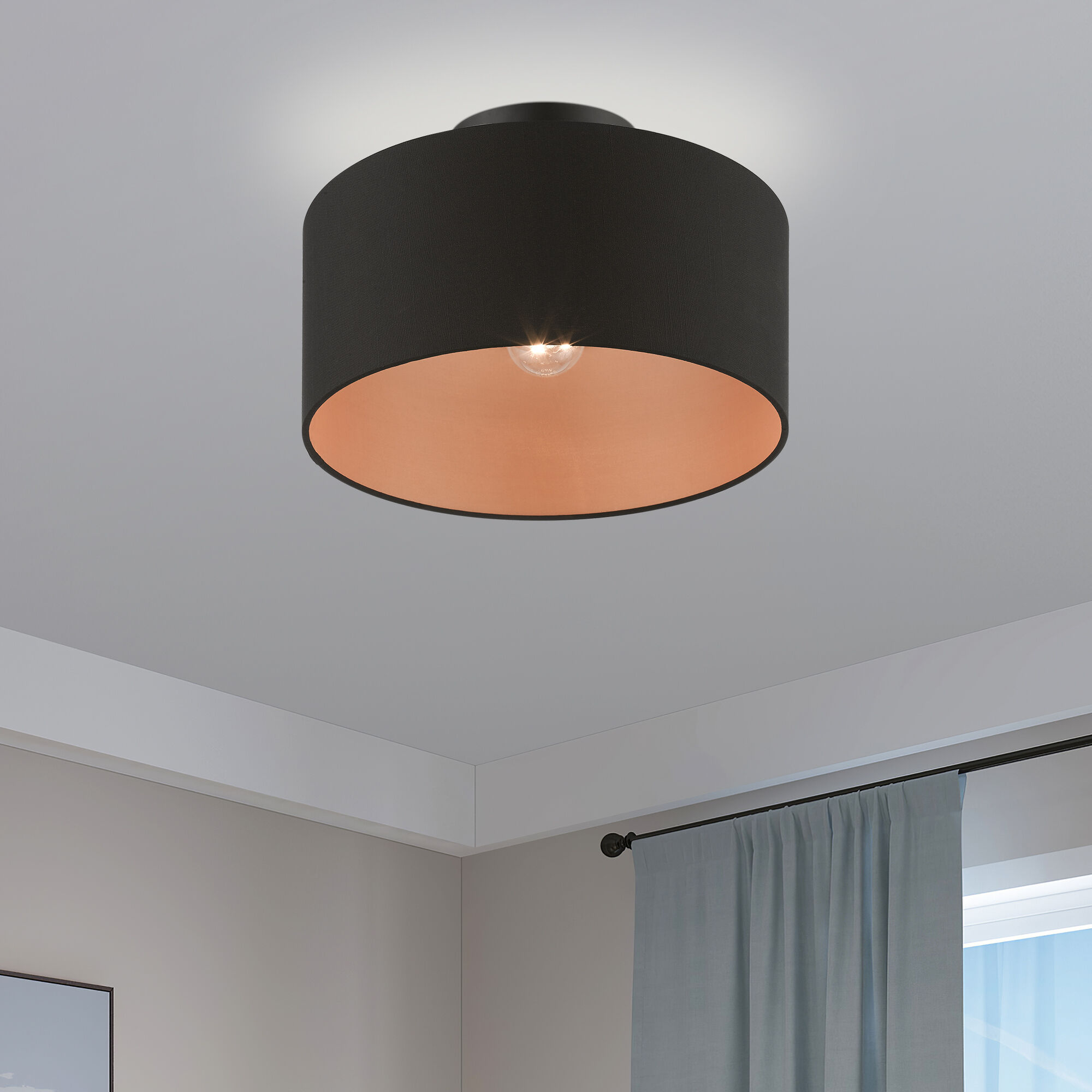 Sentosa 1 Light 13 inch Black Semi-Flush Ceiling Light, Medium