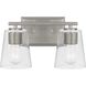 Vertex 2 Light 12.87 inch Brushed Nickel Bath Light Wall Light