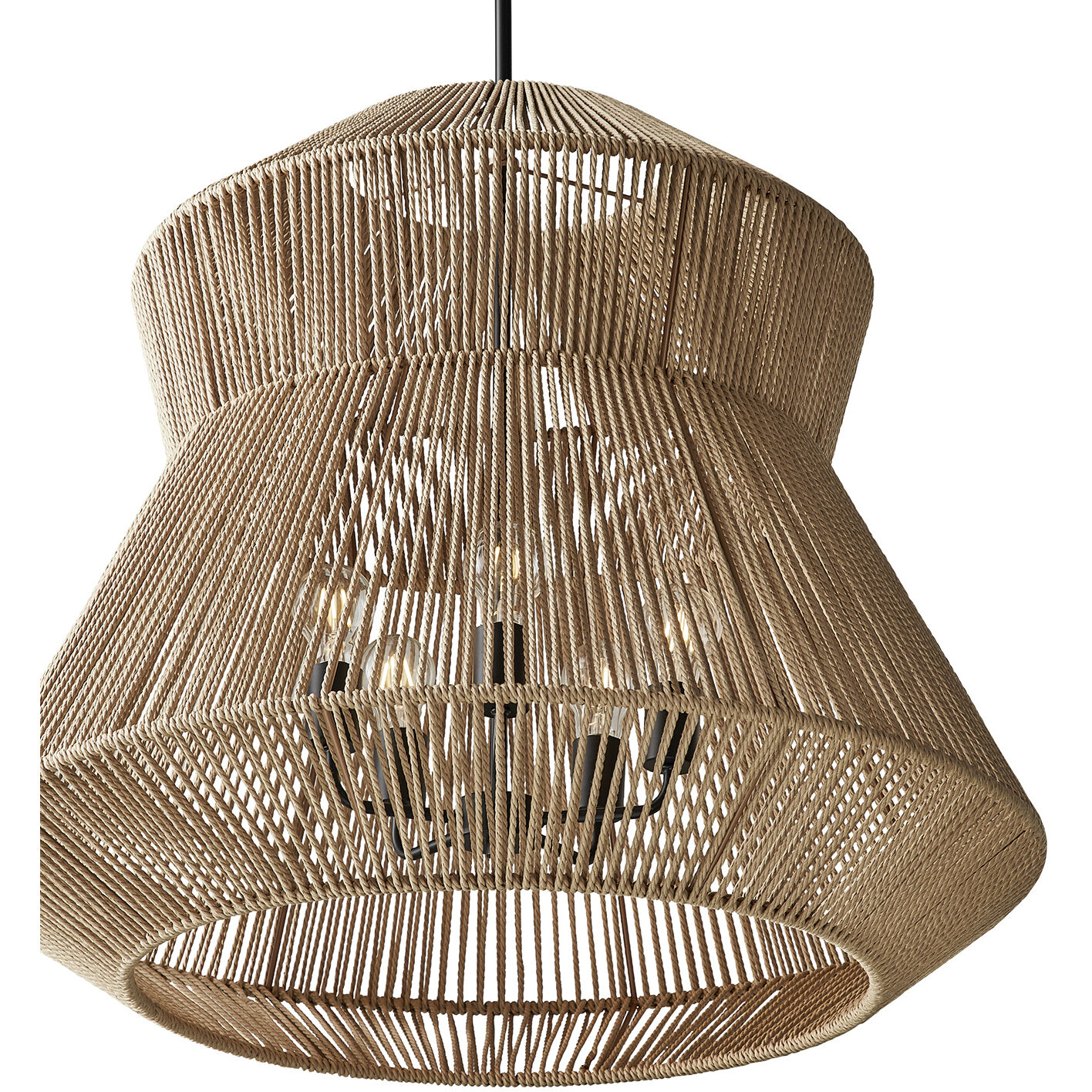 Eco LED 30 inch Matte Black Pendant Ceiling Light in Natural