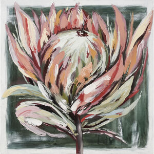 Protea Green with Coral Framed Wall Art