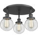 Beacon 3 Light 17.75 inch Matte Black Flush Mount Ceiling Light in Clear