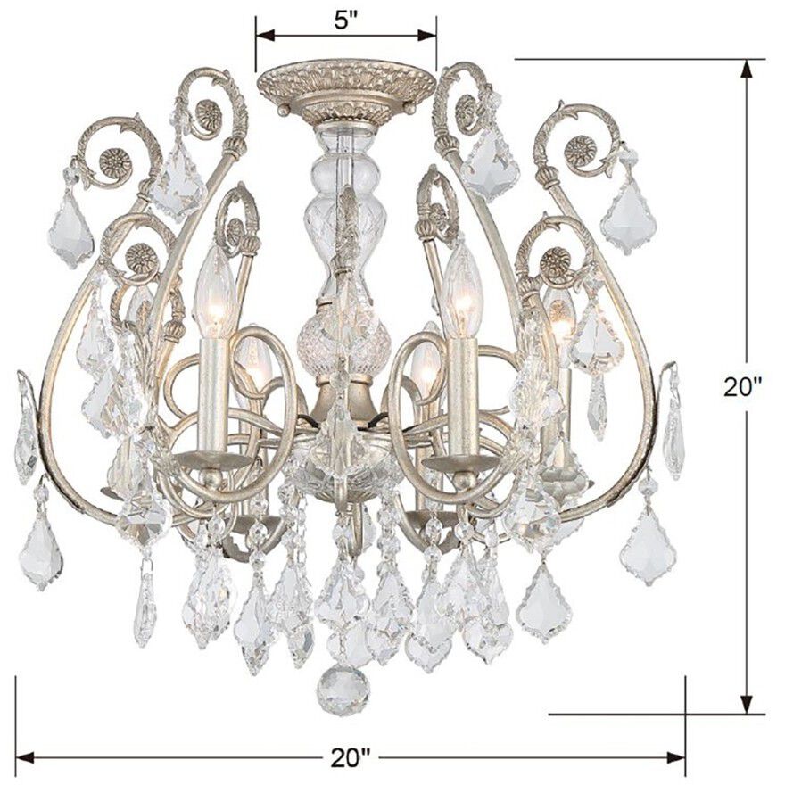 Regis 6 Light 20 inch Olde Silver Semi Flush Ceiling Light