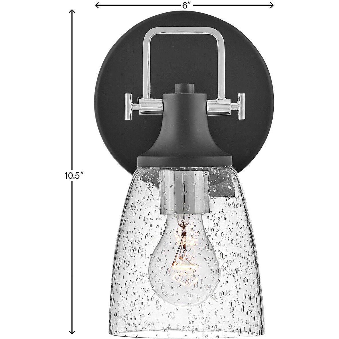 Easton 1 Light 6.25 inch Black with Chrome Vanity Light Wall Light in Black/Chrome