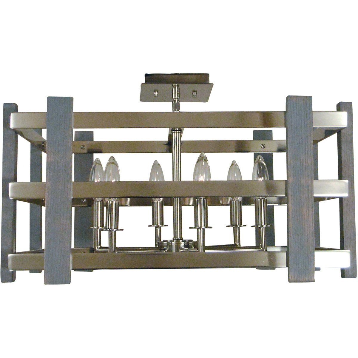 Arcadia 6 Light 20 inch Polished Nickel Dual Mount Chandelier Ceiling Light, Semi-Flush Convertible