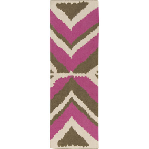 Alameda 96 X 30 inch Bright Pink, Dark Brown, Khaki Rug