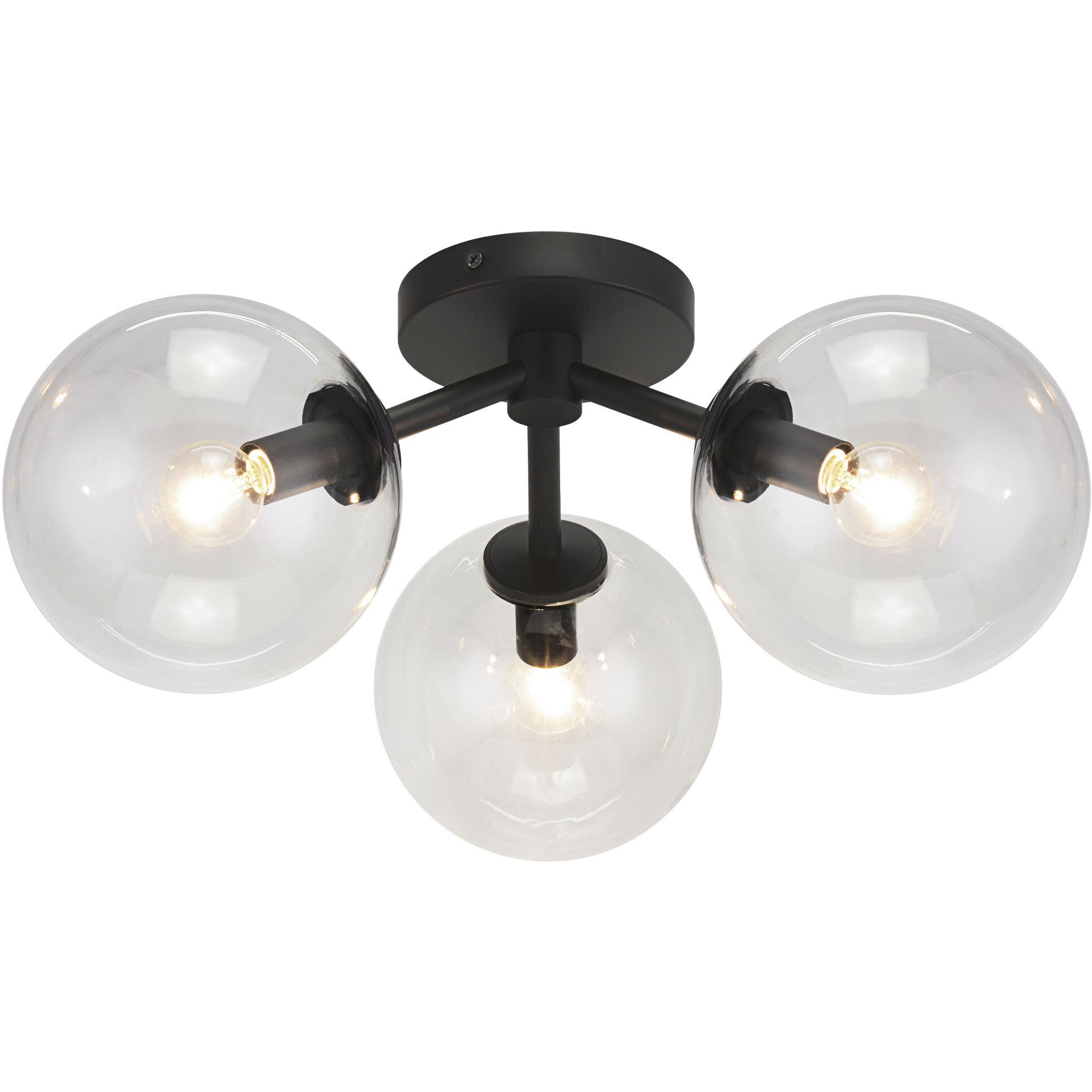 Matteo Lighting Novo Flush Mount Ceiling Light in Clear, Black X81703BKCL - Open Box